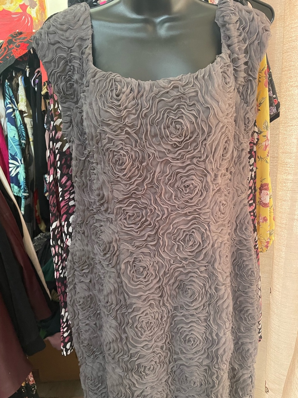 Adrianna Papell Gray Formal Evening Gown Bridesmaid Dress Size 12